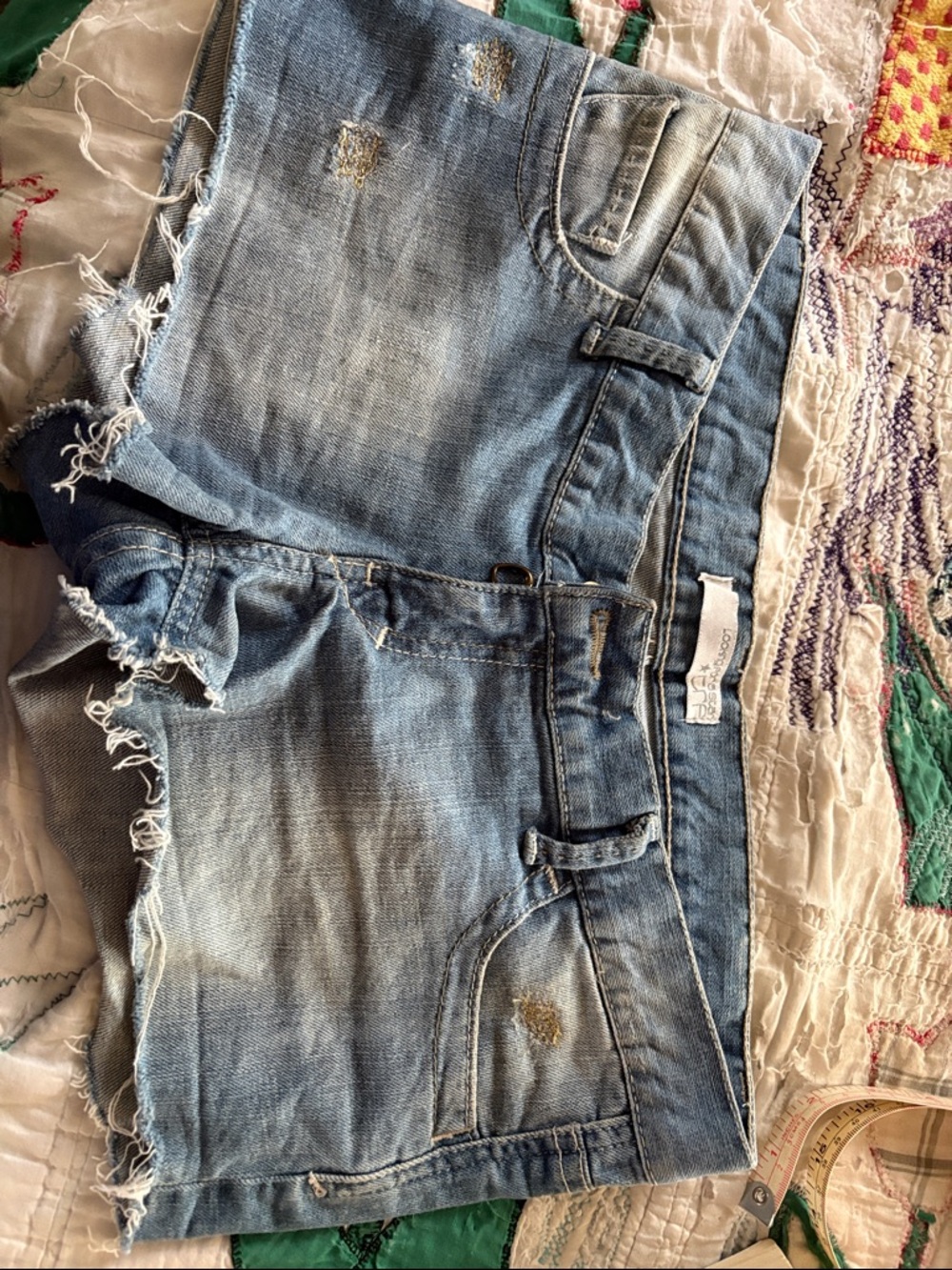 Zara Light Blue Distressed Denim Shorts